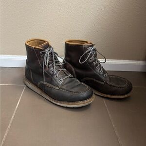 CARHARTT Men's Brown Leather Waterproof Moc Toe Wedge Work Boots Size 9 Outdoors